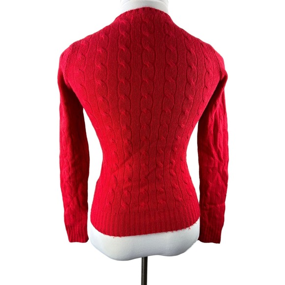 Ralph Lauren 100% Cashmere Slim Fit Cable Knit Crew Neck Sweater Red Size Small - Picture 7 of 15